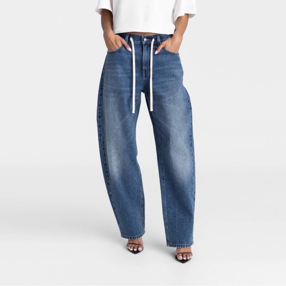 KBB Women’s Mid-Rise Barrel Leg “The Lynnox Jean”, Dark Wash, sz 2/27 - NWT